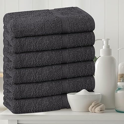 Towel and Linen Mart 100% Cotton Grey 6 Pack Medium Bath Towel Set, Quick Dry, Super Absorbent, Light Weight, Soft Feel, Premium Towels for Hotel, Spa and Bathroom (24 X 48 6 Pack, Grey) - color: Grey