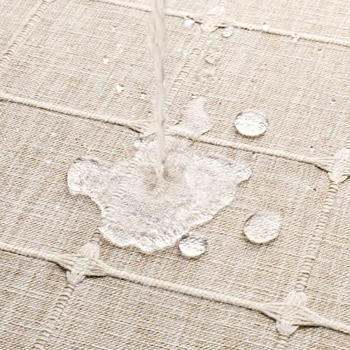 MitoVilla Boho Farmhouse Shower Curtain Set, Modern Boho Shower Curtains for Bathroom Decor, Tan Brown Polyester Linen Fabric Shower Curtain, Rustic Neutral Weave Cloth Shower Curtain, Taupe, 72 x 72 | 310GSM Linen Blend Heavy Duty Cloth,3-side Tassels,Wr