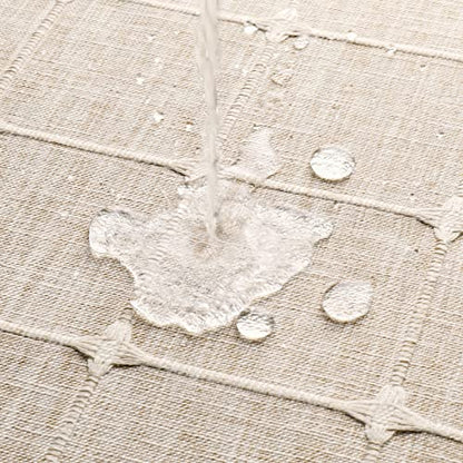 MitoVilla Boho Farmhouse Shower Curtain Set, Modern Boho Shower Curtains for Bathroom Decor, Tan Brown Polyester Linen Fabric Shower Curtain, Rustic Neutral Weave Cloth Shower Curtain, Taupe, 72 x 72 | 310GSM Linen Blend Heavy Duty Cloth,3-side Tassels,Wr