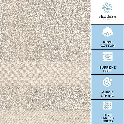 White Classic Luxury Cotton Washcloths 13x13 Inch - 650 GSM Turkish Cotton | Hotel, Spa, Bathroom Face Towel | 12 Pack, Ivory - color: 07: Ivory