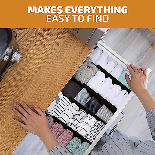 6-Pack Drawer Dividers 2.6-Inch High Dresser Organizer 16 to 22 Inch, Black | Bamboo, Spring Loaded, No Tools Needed, Fits Wide Drawers for Socks, Clothes, Utensils, Bedroom, Bathroom, Kitchen, Office - color: Black