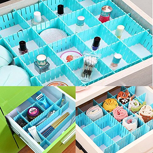8pcs DIY Plastic Drawer Organizer Adjustable Drawer Dividers for Home Tidy Closet, Socks, Underwear, Office School Supplies, Kitchen Utensil Tools (Blue) - color: Blue