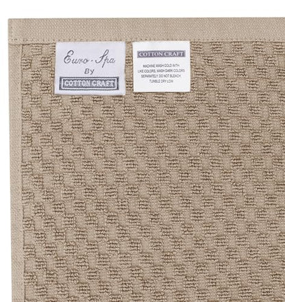 COTTON CRAFT Euro Spa Waffle Wash Cloth - Set of 12 Linen Washcloth | Luxury Face Towel Set - 100% Cotton - Soft Plush Absorbent Low Lint Quick Dry - Gym Shower Beach Bath Kitchen - 12x12 inches - color: Linen, size: 12 Pack Wash Cloths