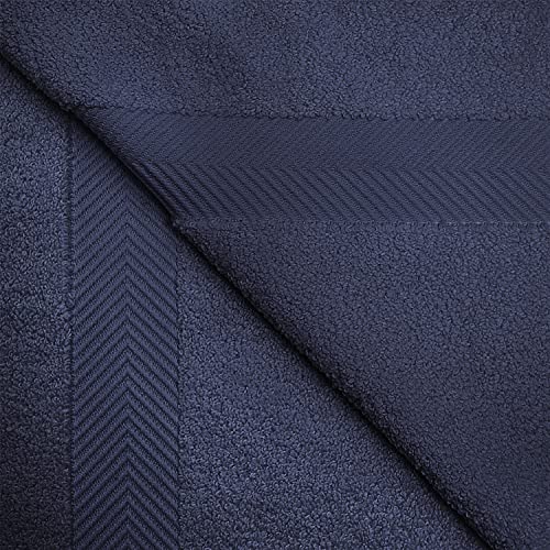 Zero-Twist Towel Collection, Luxurious Cotton Oversized 6-Piece Towel Set, Bath Towel 30" x 54", Hand Towel 16" x 30", Face Towel 13" x 13", Absorbent and Fast-Drying, Midnight Blue by Blue Nile Mills - color: Midnight Blue, size: 6 Piece Towel Set