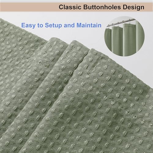 Sage Green Shower Curtain 84 Inches Extra Long, Waffle Weave Heavy Fabric Shower Curtain for Bathroom, Waterproof Soft Hotel Spa Luxury Elegant Bath Curtains, Machine Washable, 72x84 Inch - color: Sage Green, size: 72"W x 84"L (Pack of 1)