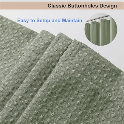 Sage Green Shower Curtain 84 Inches Extra Long, Waffle Weave Heavy Fabric Shower Curtain for Bathroom, Waterproof Soft Hotel Spa Luxury Elegant Bath Curtains, Machine Washable, 72x84 Inch - color: Sage Green, size: 72"W x 84"L (Pack of 1)