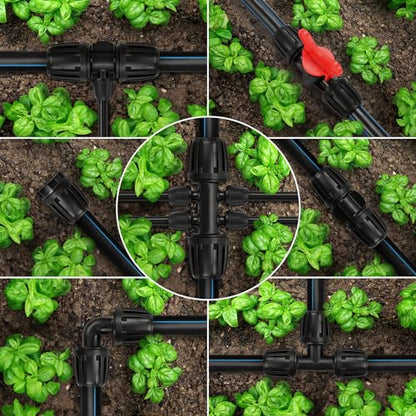 25 Pieces 1/2 Inch Drip Irrigation Fittings Kit, 1/2'' Drip Line Barbed Fittings for 1/2 Inch Irrigation Tubing (1/2" ID x 0.650" OD) Anti-Leak Lock Nut Connectors for Garden Drip System - size: 1/2" Fittings Kit 25 Pcs