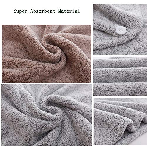 M-bestl 2 Pack Hair Towel Wrap,Rapid Carbon Fiber Hair Drying Towel with Buttons, Microfiber Hair Towel for Drying Curly Hair,Anti-frizz (Star Gray&Star Pink) - color: Star Gray& Star Pink