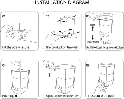 6-Pack Soap Dispenser Wall Mount 1000ml (33.8oz) –Commercial Heavy-Duty Plastic Liquid Dispenser for Soap,Shampoo, Hand Sanitizer– Manual Pump for Bathroom, Kitchen, Restaurant,Hotel (1000ml) - size: 6Pack-1000ml
