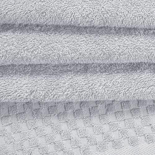 MyOwn Ultra Soft 3 Pack Cotton Towel Set, Contains a Bath Towels 28x55 inch, a Hand Towels 16x24 inch & a Wash Coths 12x12 inch, Ideal Everyday use, Compact & Lightweight - Light Grey - color: Light Grey, size: 3 Pack Set