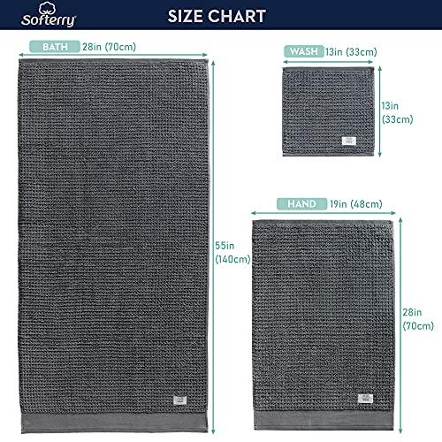 Softerry Waffle Bath Towel Set - 100% Soft Cotton - Plush and Extra Absorbent - Luxury Hotel & Spa Quality - Fade Resistant - Eco-Friendly (Space Gray, Set of 8 Towels) - color: Space Gray, size: Set of 8 Towels