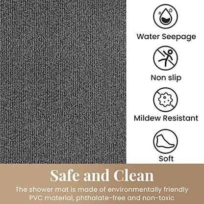 SoftDuo Shower Mat Bathtub Mat Non-Slip Soft Tub Mat | 32x24 inch,PVC Loofah Bath Mat with Drain for Tub and Bathroom,Quick Drying,Black - color: Black, size: 32" x 24" (Rectangular)