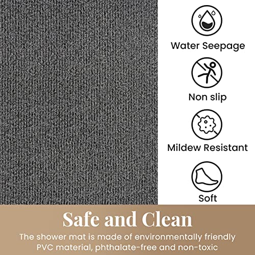 SoftDuo Shower Mat Bathtub Mat Non-Slip Soft Tub Mat | 36x16 inch,PVC Loofah Bath Mat with Drain for Tub and Bathroom,Quick Drying,Black - color: Black, size: 36" x 16" (Rectangular)