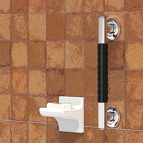 1-1/4 x 12inch Stainless Steel Bath Safety Grab Bar with Anti Slip Rubber Grip, ADA Compliant 500lbs Weight Support, Decorative Collection Miami, Brushed Nickel