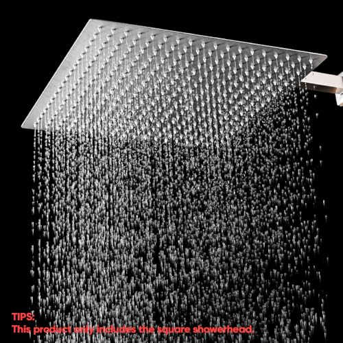 16" Rain Shower Head High Pressure Rainfall Shower Head Brushed Nickel | Square Rain Bathroom Showerhead, High Flow, Large Stainless Steel, Ceiling Mounted, Wall Mounted, Waterfall Full Body - color: Brushed Nickel, size: 16 Inch