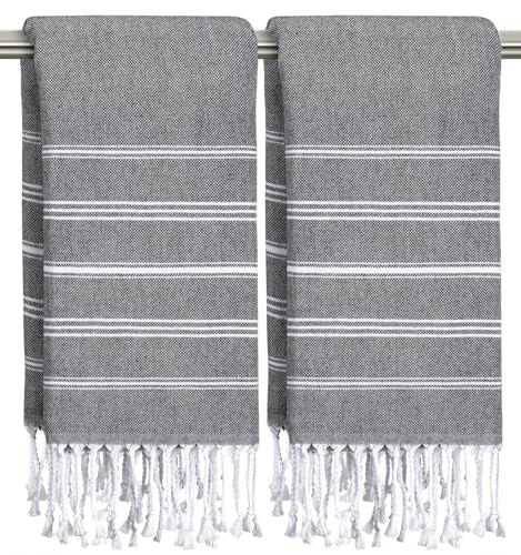 cabanana Hand Towels for Bathroom - 2-Pack 20x30 Inch-100% Cotton,Turkish Bathroom Hand Towels,Super Absorbent & Quick-Dry Soft for Bath, Kitchen, Spa, Face, Hair, Dishcloth (Black) - color: Black 20x30