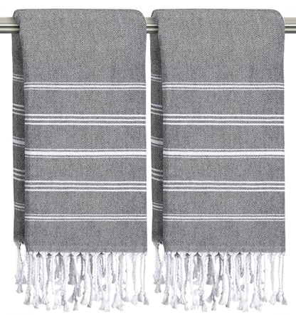 cabanana Hand Towels for Bathroom - 2-Pack 20x30 Inch-100% Cotton,Turkish Bathroom Hand Towels,Super Absorbent & Quick-Dry Soft for Bath, Kitchen, Spa, Face, Hair, Dishcloth (Black) - color: Black 20x30