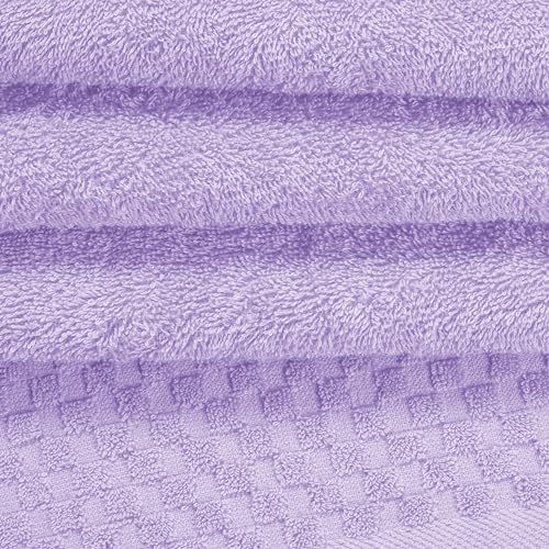 MyOwn Ultra Soft 3 Pack Cotton Towel Set, Contains a Bath Towels 28x55 inch, a Hand Towels 16x24 inch & a Wash Coths 12x12 inch, Ideal Everyday use, Compact & Lightweight - Purple - color: Purple, size: 3 Pack Set