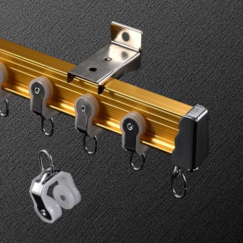 Flexible Aluminum Ceiling Curtain Rail 3.3ft-13.1ft Bendable Ceiling Track, Ceiling/Wall Mount Curtain Rail System For Curved Shower Curtain, RV, Strong And Durable ( Color : Gold Wall Mount , Size : - color: Gold Wall Mount, size: 3.3ft