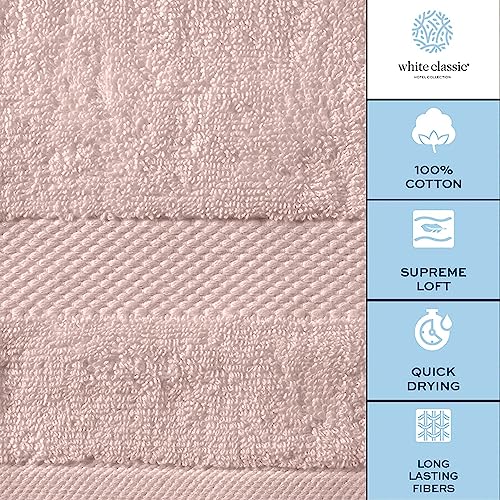 White Classic Pink 650 GSM Cotton Bath Sheet Towel - Extra Large 35x70, Luxury Soft, Highly Absorbent, Quick Dry, 2 Pack - color: 17: Pink