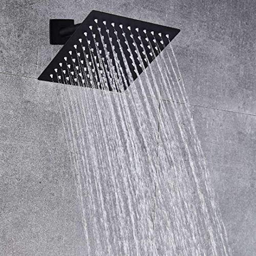 Voolan Rain Shower head, High Pressure Shower Head Made of 304 Stainless Steel, Relaxed Shower Experience Even at Low Water Flow and Pressure (6" Black) - color: Matte Black, size: 6 Inch