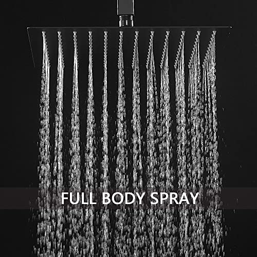 Matte Black Shower System Bathroom 16 Inch Rain Shower Head Ceiling Mount with Handheld Luxury High Pressure Shower Combo Set Shower Faucet Rough-in Valve Body and Trim Kit - color: Matte Black, size: 16 Inch