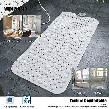 Bathtub and Shower Mats, 28 x 15 Inch Non-Slip Bath Mat, Machine Washable Bath Tub Mat with Suction Cups & Drain Holes for Bathroom, Beige - color: White, size: 28" x 15" (Rectangular)