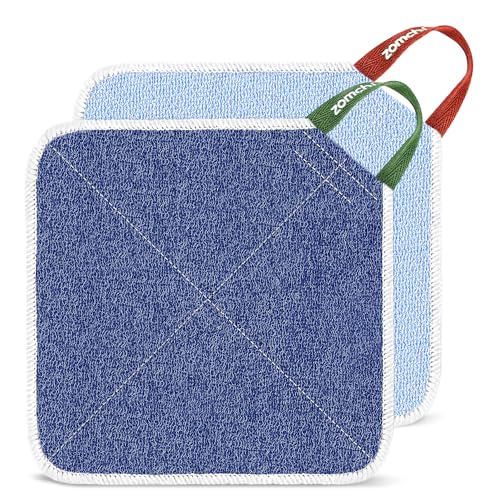 ZOMCHI Exfoliating Washcloth for Face and Body, Dual Texture, 2 Pack, Blue | Wash Cloths for Men and Women, Quick-Drying Scrub Bath Cloth, Shower Wash Cloth, Rich Lather, Deep and Gentle - style: Blue Washcloth