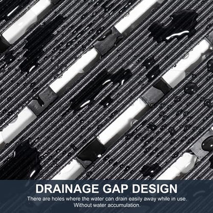 Yolife Quick Drain Shower Mat, 24.8 x 15.8 inch Power Grip Shower Mat Non Slip, Raised Non Slip Shower Mats for Inside Shower, Heavy Duty Curlable Stand up Shower Floor Mat,Black
