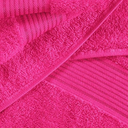 Ultra Soft 6 Pack Cotton Towel Set, Contains 2 Bath Towels 28x55 inch, 2 Hand Towels 16x24 inch & 2 Wash Coths 12x12 inch, Ideal Everyday use, Compact & Lightweight - Hot Pink - color: Hot Pink