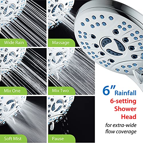 AquaCare 50-mode High Pressure Shower Head Combo with Arm & Dual Power Wash | Hygienic Jets, 2-mode Handheld Power Wash for Tub, Tile & Pets, Long 6 ft. Stainless Steel Hose, Extra Wall Bracket / Chrome - color: All-Chrome, style: 2.5 Gallons Per Minute