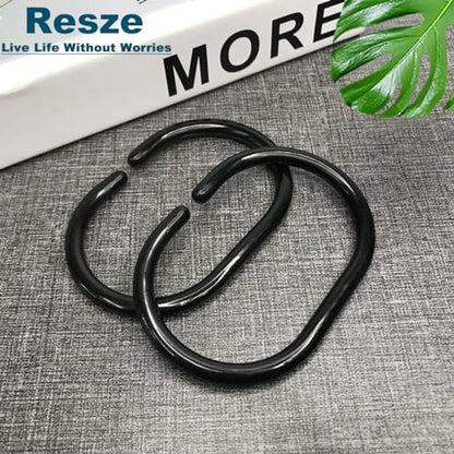 Resze 24 PCS Shower Curtain Rings,Plastic Black Shower Curtain Hooks,C-Shaped Rings Hook Hanger Bathroom Shower Window Rod - color: Black, size: 24PC