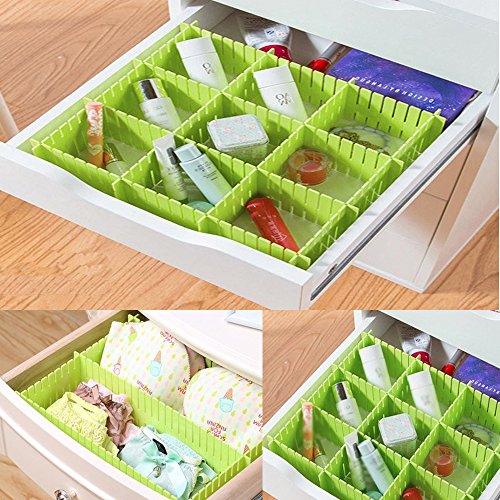 8pcs DIY Plastic Drawer Organizer Adjustable Drawer Dividers for Home Tidy Closet, Socks, Underwear, Office School Supplies, Kitchen Utensil Tools (Green) - color: Green