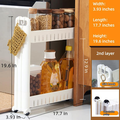 Slim Storage Car Durable Slim Storage Cabinet with Wheels Narrow Shelf Rack for Kitchen,Bathroom,Study,Office,Etc (2 Tier) - size: 2 Tier