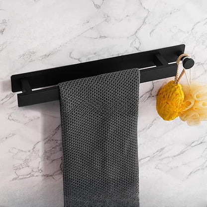 Stainless Steel Towel Rod Self Adhesive No Drill Towel Bar SUS304 Brushed Nickel Bathroom Towel Holder Silver Towel Racks - color: Silver