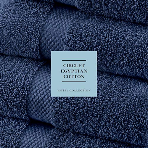 White Classic Luxury Bath Towels - 600 GSM Cotton Hotel Towel - 27x54-4 Pack - Navy Blue