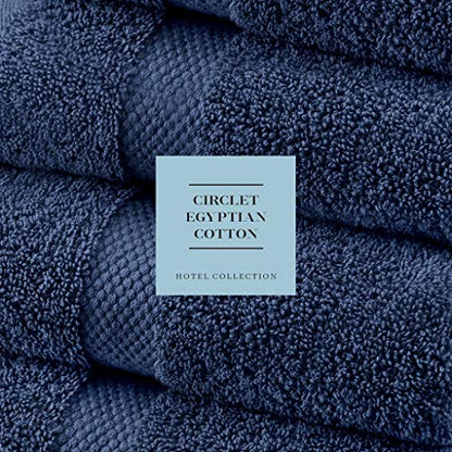 White Classic Luxury Bath Towels - 600 GSM Cotton Hotel Towel - 27x54-4 Pack - Navy Blue