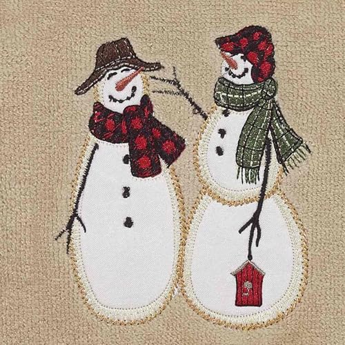 Avanti Linens - Hand Towels, Soft & Absorbent, Embroidered, Christmas Decorations, Set of 2 (Snowmen Gathering Collection) - size: 2pc Hand Towels