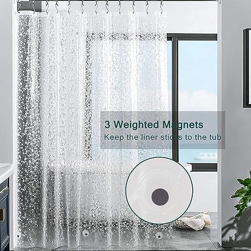 EVA Clear Shower Curtain Liner, 3D Water Cube 5G Shower Liners with 12 Rustproof Metal Grommets and Weighted Magnets, Waterproof Duty for Bathroom 72 x 72 - color: Clear Stone