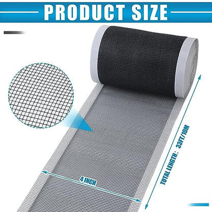 1 Pack 4 Inch x 33 ft Linear Shower Drain Hair Catcher Screen Disposable Adhesive Cutable Mesh Shower Drain Cover Stickers for Linear DIY Floor with Removal Tool for Bathroom Kitchen Bathtub