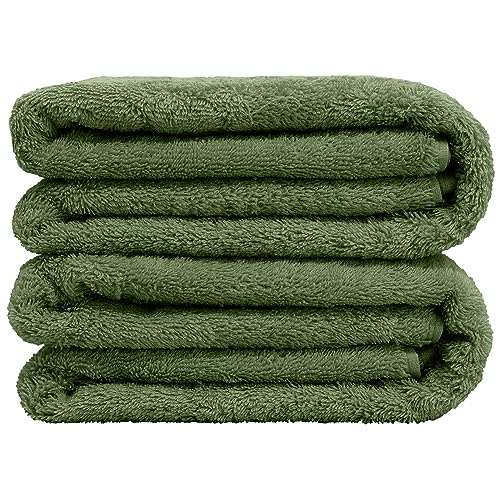 Bare Cotton Luxury Hotel & Spa Towel 100% Genuine Turkish Bath Sheets Dobby Border (Bath Sheets - Set of 2, Moss) - color: Moss, style: Bath Sheets - Set of 2