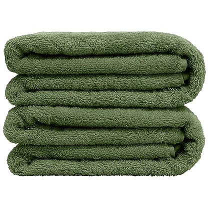 Bare Cotton Luxury Hotel & Spa Towel 100% Genuine Turkish Bath Sheets Dobby Border (Bath Sheets - Set of 2, Moss) - color: Moss, style: Bath Sheets - Set of 2