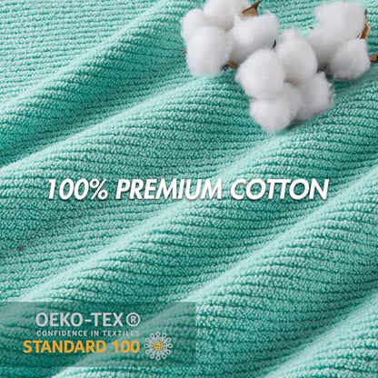 Madison Park 100% Zero Twist Cotton 4 Piece Bathroom Bath Towels, Turquoise | 30" x 56" Large Shower Towels, 500 GSM Diagonal Ribbed, Soft, Quick Dry, Highly Absorbent, Durable, Modern, OEKO TEX - color: Turquoise, size: 4 Piece Bath Towel Set