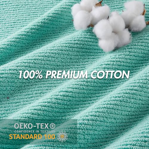 Madison Park 100% Zero Twist Cotton Bathroom Bath Towel Set of 6, Turquoise | 500 GSM Diagonal Ribbed, Soft, Quick Dry, Highly Absorbent, Durable, Modern, OEKO TEX, 2 Bath, 2 Hand, 2 Washcloths - color: Turquoise, size: 6 Piece Towel Set