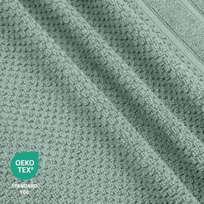 Feather & Stitch 100% Cotton 625 GSM Bath Towel Set of 6, Ultra Soft Highly Absorbent 2 Bath Towels, 2 Hand Towels & 2 Washcloth - Luxury Quick Dry Shower Towels (Granite Green) - color: Granite Green