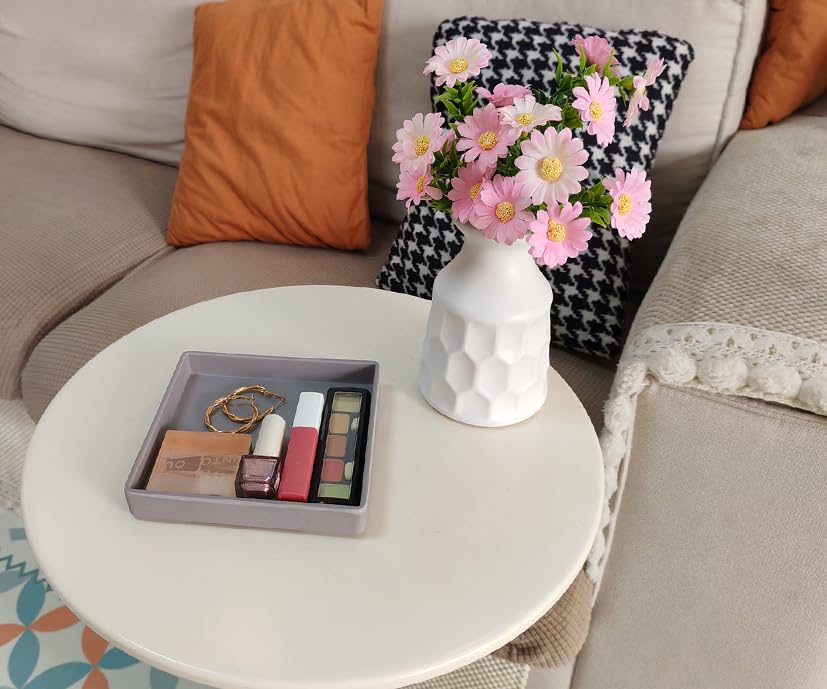 Small Mini Square Tray (5.9 inch) 3 Pack, Hard Plastic Gray Tray | 5.9"x5.9"x0.8" Tiny, Sturdy, Solid Tray, Lightweight for Coffee, Desserts, Drinks, Party, Seasoning, Perfume and Display. - color: Gray - 3 Tray, size: 5.9" x 5.9" x 0.8"