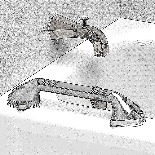 16.5inch Suction Bath Grab Bar with Indicators, Balance Assist Bathroom Shower Handle, Silver/Grey（Pack of 2） - size: 16.5 Inch (Pack of 2)