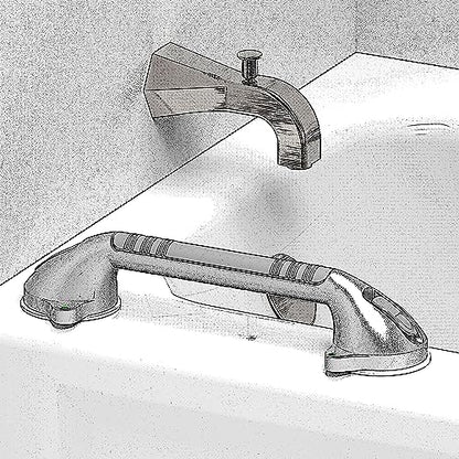 16.5inch Suction Bath Grab Bar with Indicators, Balance Assist Bathroom Shower Handle, Silver/Grey（Pack of 2） - size: 16.5 Inch (Pack of 2)