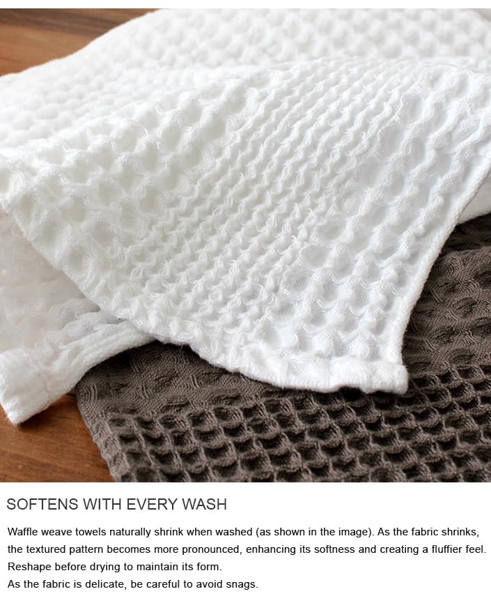 HIORIE Imabari Towel, 3-Piece Hand Towel Set, Japanese Towels, 13.3x31.4in, 100% Cotton, Lightweight, Quick Drying and Compact Towels, Waffle Design Fabric, Honeycomb, Beige - color: Beige, size: Hand Towel