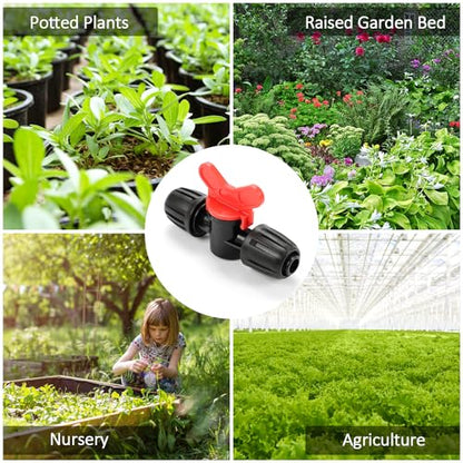 12 Pieces 1/2 Inch Drip Irrigation Valve Fittings, 1/2'' Barbed Shut Off Valve for 1/2 Inch Irrigation Tubing (1/2" ID x 0.650" OD) Anti-leak Straight Irrigation Parts for Garden System - size: 1/2" Nut Valve 12 Pcs